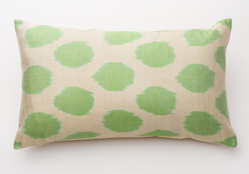 green ikat throw pillow